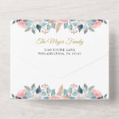 ピンクバニーフローラ赤ちゃんシャワーブックベビー オールインワン招待状 (裏面)