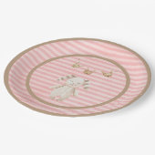 ピンクバニーベビーガールパステルストライプズ ペーパープレート (アングル)