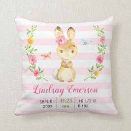 ピンクバニーベビーガール統計トドラー生まれたばかりの子供部屋 クッション