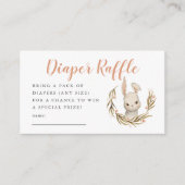 ピンクバニーベビーシャワーおむつラッフルチケット エンクロージャーカード (正面)
