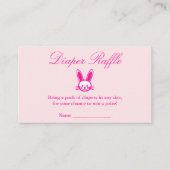 ピンクバニーベビーシャワーおむつラッフル エンクロージャーカード (正面)