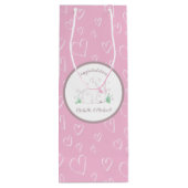 ピンクバニーベビーシャワーウッドランドウォーター色 ワインギフトバッグ (裏面)