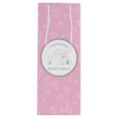 ピンクバニーベビーシャワーウッドランドウォーター色 ワインギフトバッグ (正面)