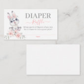 ピンクバニーベビーシャワーガールおむつラッフルカード エンクロージャーカード (正面/裏面)
