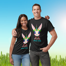 ピンクバニーユニコーンバニコーンファミリー名を追加 Tシャツ