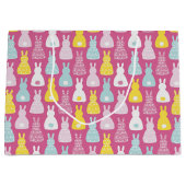 ピンクバニーラビットイースター誕生日 ラージペーパーバッグ (正面)