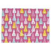 ピンクバニーラビットイースター誕生日 ラージペーパーバッグ (裏面)