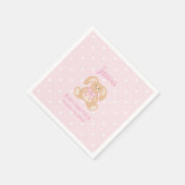 ピンクバニーラビットカワイイ水玉模様ガールベビーシャワー スタンダードカクテルナプキン (角)