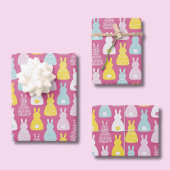 ピンクバニーラビットパターン ラッピングペーパーシート