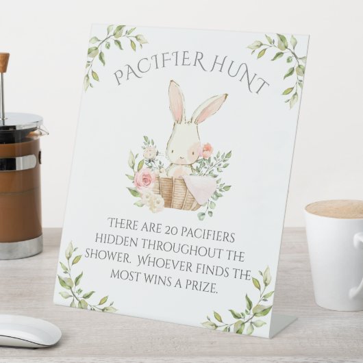 ピンクバニーラビットベビーシャワーゲーム 台座サイン (インサイチュ)