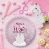 ピンクバニー冬のオネダーランド1歳の誕生日 ペーパープレート (パーティー)