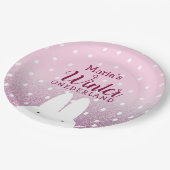 ピンクバニー冬のオネダーランド1歳の誕生日 ペーパープレート (アングル)