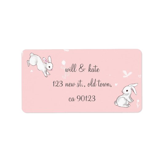 ピンクバニー差出人住所ラベル ラベル (正面)