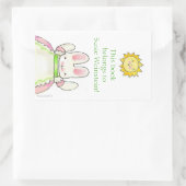 ピンクバニー蔵書票 長方形シール (バッグ)