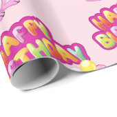 ピンクバニー誕生日漫画 ラッピングペーパー (ロールコーナー)