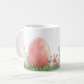 ピンクバニー&イースターエッグinフローラ牧草地 – パステル コーヒーマグカップ (正面左)