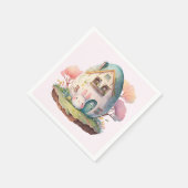 ピンクバニー&エッグシェイプハウスかわいいスタイル スタンダードカクテルナプキン (角)