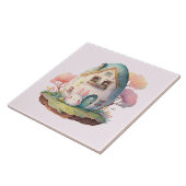 ピンクバニー&エッグシェイプハウスかわいいスタイル タイル (側面)