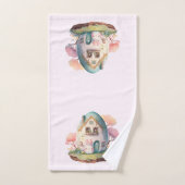 ピンクバニー&エッグシェイプハウスかわいいスタイル バスタオルセット (ハンドタオル)