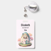 ピンクバニー&エッグシェイプハウスかわいいスタイル バッジ (Back with Retractable)