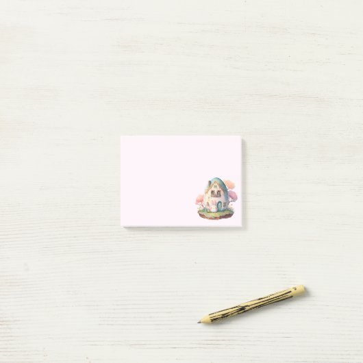 ピンクバニー&エッグシェイプハウスかわいいスタイル ポストイット (デスク上)