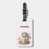 ピンクバニー&エッグシェイプハウスかわいいスタイル ラゲッジタグ (正面縦)