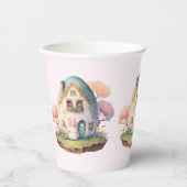 ピンクバニー&エッグシェイプハウスかわいいスタイル 紙コップ (正面)