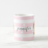 ピンクバパーソナライズされたニーハートマグ コーヒーマグカップ (中央)