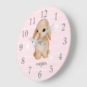 ピンクバパーソナライズされたニー子供部屋ウォールクロック ラージ壁時計 (傾斜)