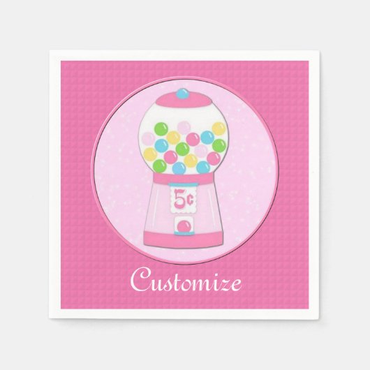 ピンクバパーソナライズされたブルガムマシンナプキン スタンダードカクテルナプキン (正面)