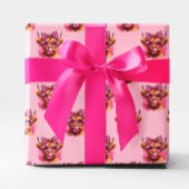 ピンクバブルガム高地数々の牛 ラッピングペーパーシート