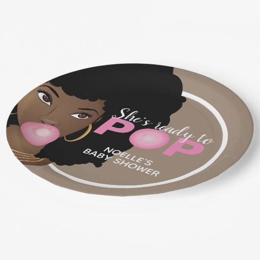 ピンクバブルガム |準備ができていポップ・アートのる ペーパープレート (アングル)