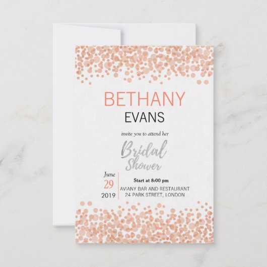 ピンクバブルシック書道ブライダルシャワー招待状 招待状 (正面)