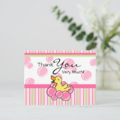 ピンクバブルダッキー（アヒルちゃん）サンキューカード ポストカード (スタンド正面)