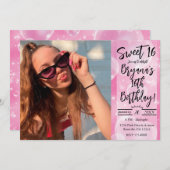 ピンクバブルハートかわいいガーリー誕生日スウィート16 招待状 (正面/裏面)