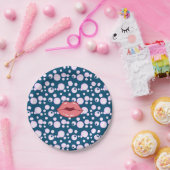 ピンクバブルリップ紙プレート ペーパープレート (パーティー)