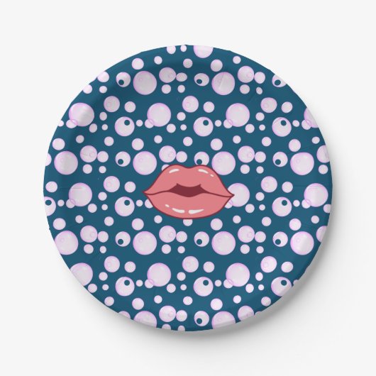 ピンクバブルリップ紙プレート ペーパープレート (正面)