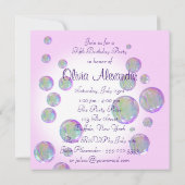 ピンクバブル回転木馬ポニーガールズバースデーパーティー 招待状 (裏面)