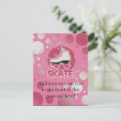 ピンクバブル旋回ローラスケート、スケートで滑る ポストカード (スタンド正面)