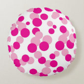 ピンクバブル紙吹雪パターン円枕 ラウンドクッション (正面)