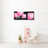 ピンクバブル繰り返しハッピーバースデーバナー 横断幕 (インサイチュ)