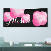 ピンクバブル繰り返しハッピーバースデーバナー 横断幕 (トレードショー)