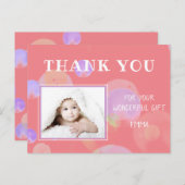 ピンクバブル誕生日写真ありがとうはがき インビテーションポストカード (正面/裏面)