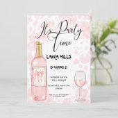 ピンクバブル誕生日招待状 招待状 (スタンド正面)