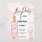 ピンクバブル誕生日招待状 招待状 (正面/裏面)