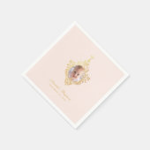 ピンクバプティスガール写真フェイク金ゴールドクロスヴィンテージ スタンダードカクテルナプキン (角)