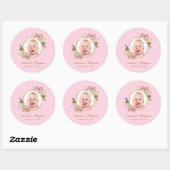 ピンクバプティスガール写真金ゴールドクロスランフローラ ラウンドシール (シート)