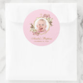 ピンクバプティスガール写真金ゴールドクロスランフローラ ラウンドシール (バッグ)