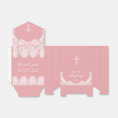 ピンクバプティステント上のホワイトレース フェイバーボックス (折り畳みなし)