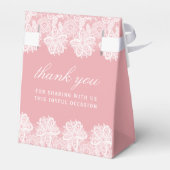 ピンクバプティステント上のホワイトレース フェイバーボックス (裏面サイド)